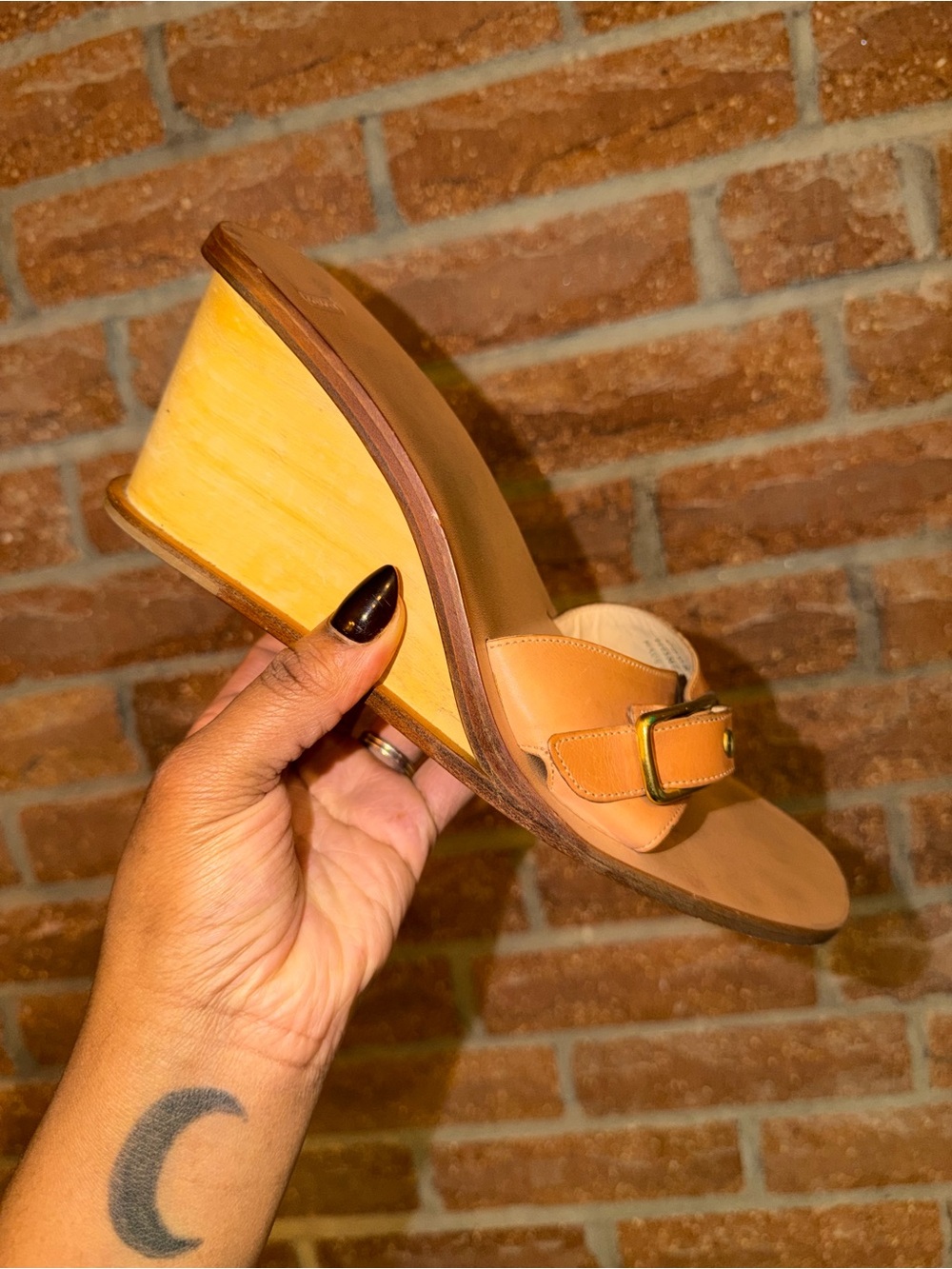 Coach Tan Leather Slide Sandals with Gold Buckle - Women - Picture 3 of 11